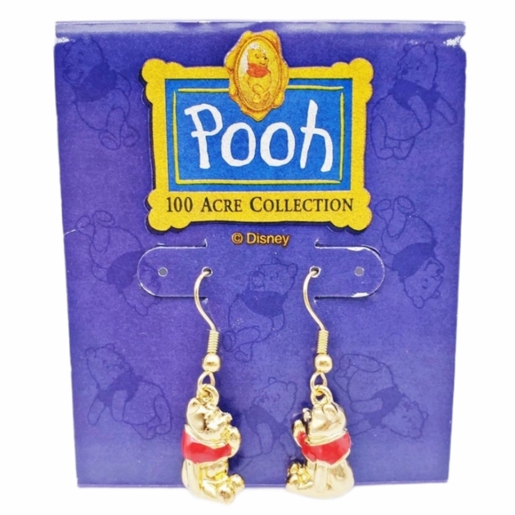 Disney Winnie the Pooh Gold-Toned VTG Earrings NWT
